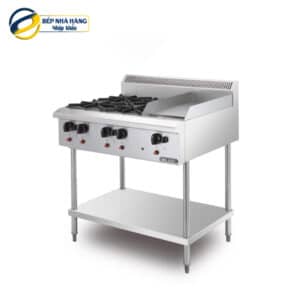 Bếp âu 4 có rán phẳng dùng gas có chân đứng BERJAYA OB4GG1BFS-17