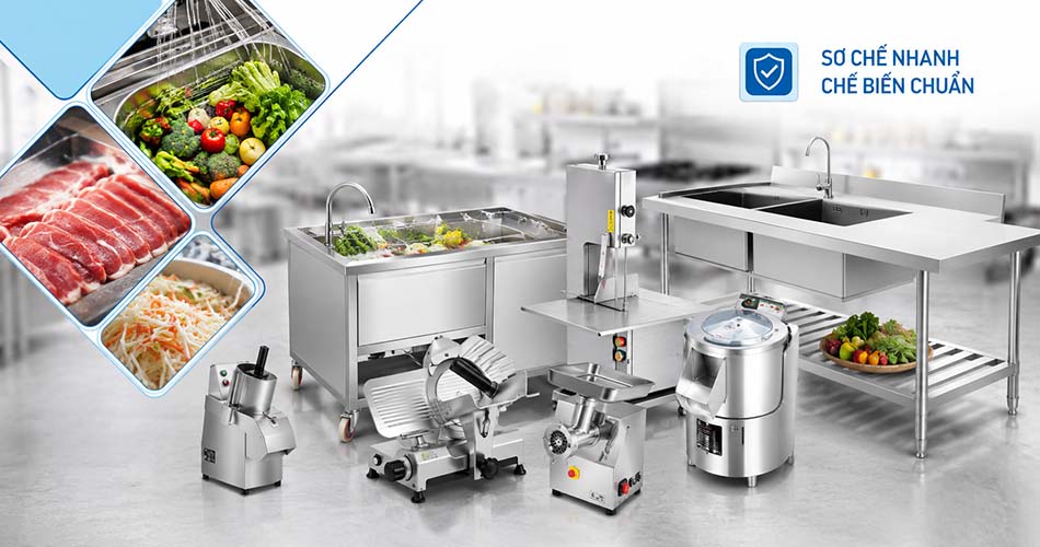 Thiết Bị Sơ Chế Cho Bếp Nhà Hàng, Quán Ăn – Nền Tảng Tạo Nên Quy Trình Chế Biến Chuyên Nghiệp 1 thiet bi so che cho bep nha hang gia goc nhieu uu dai 950x500 1